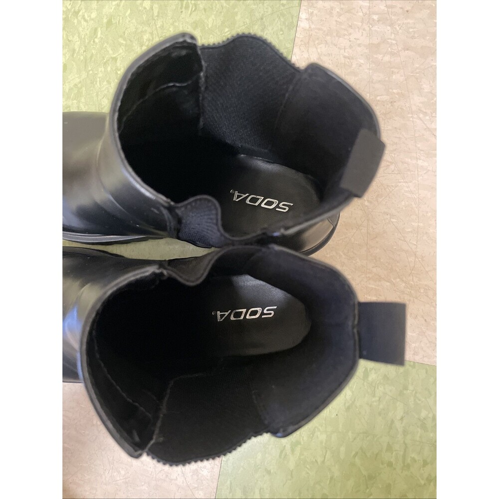 Soda Black Pull On Rounded Toe Chunky Block Heal … - image 5